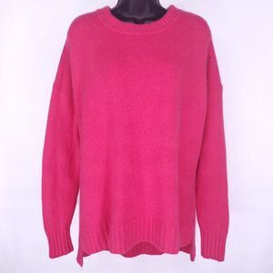 J.Crew Merino Wool Alpaca Crewneck Sweater Womens S Pink Stepped Hem Preppy Cozy